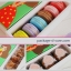 โปรโมชั่น//กล่องมาการองใส่ 6 ชิ้น 7x18.8x5.3 สีเหลือง ลายเด็กหญิงยืน