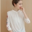 เสื้อแขนสี่ส่วน สีขาวปักแขน. รหัส PP33
