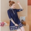 เดรสสั้นสีน้ำเงินผ้าร่ม เนื้อดี ใส่สบาย รหัสOU 98