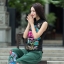 เสื้อแขนสั้นผ้าฝ้ายลายดอก เนื้อดี ใส่สบาย รหัสFZ 79 สีดำ