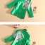 เสื้อผ้าไหมสีเขียว ปักลายดอกโบตั๋น รหัส WTD 180 สินค้าพร้อมส่ง