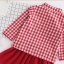 ชุดเสื้อลายสก๊อต +กระโปรง ผ้าฝ้าย สีแดง รหัส SC 58 สินค้าพร้อมส่ง