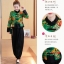 เสื้อผ้าฝ้ายแขนยาว สีเขียวpeony รหัส GR 53 สินค้าพร้อมส่ง