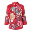 เสื้อสีแดงผ้าโพลีลายปัก กระดุมหน้า รหัส BB65 สินค้าพร้อมส่ง