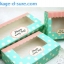 กล่องสี่เหลี่ยมผืนผ้า เปิดบนฉลุ 13.6x26.7x6.1 สีเขียวอมฟ้า จุดขาว
