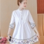 เดรสสั้นสีขาว ผ้าร่ม เนื้อดี ใส่สบาย รหัสOU 98