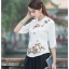 เสื้อผ้าฝ้าย เนื้อดี ใส่สบาย รหัส WB 66 สีขาว